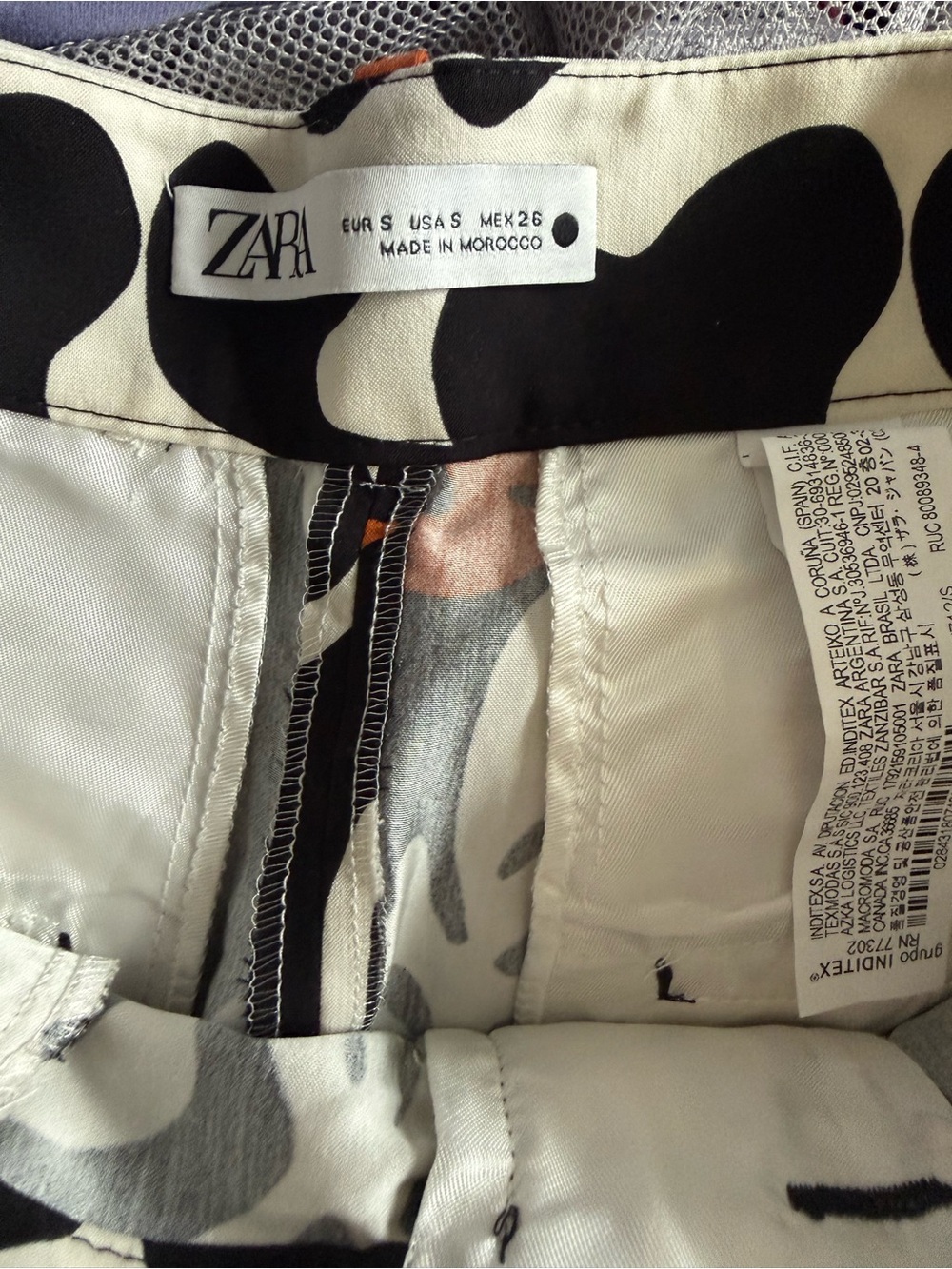 Zara Wide-Leg Floral Abstract Trousers, Black, White & Rust, Printed Pant,S, NWT - Picture 4 of 5
